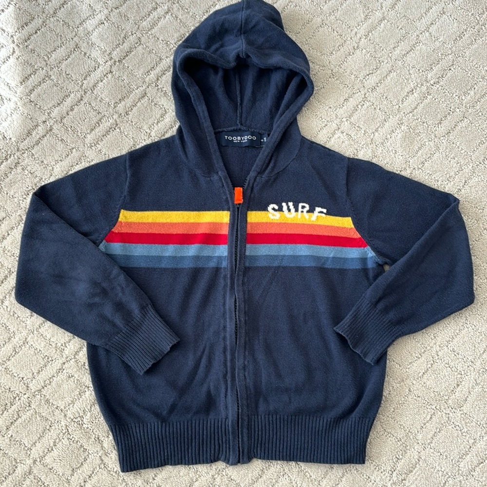 Toobydoo knit zip up sweater size 6
